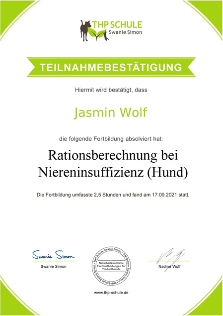 Niereninsuffizienz Hund Weiterbildung Jasmin Wolf